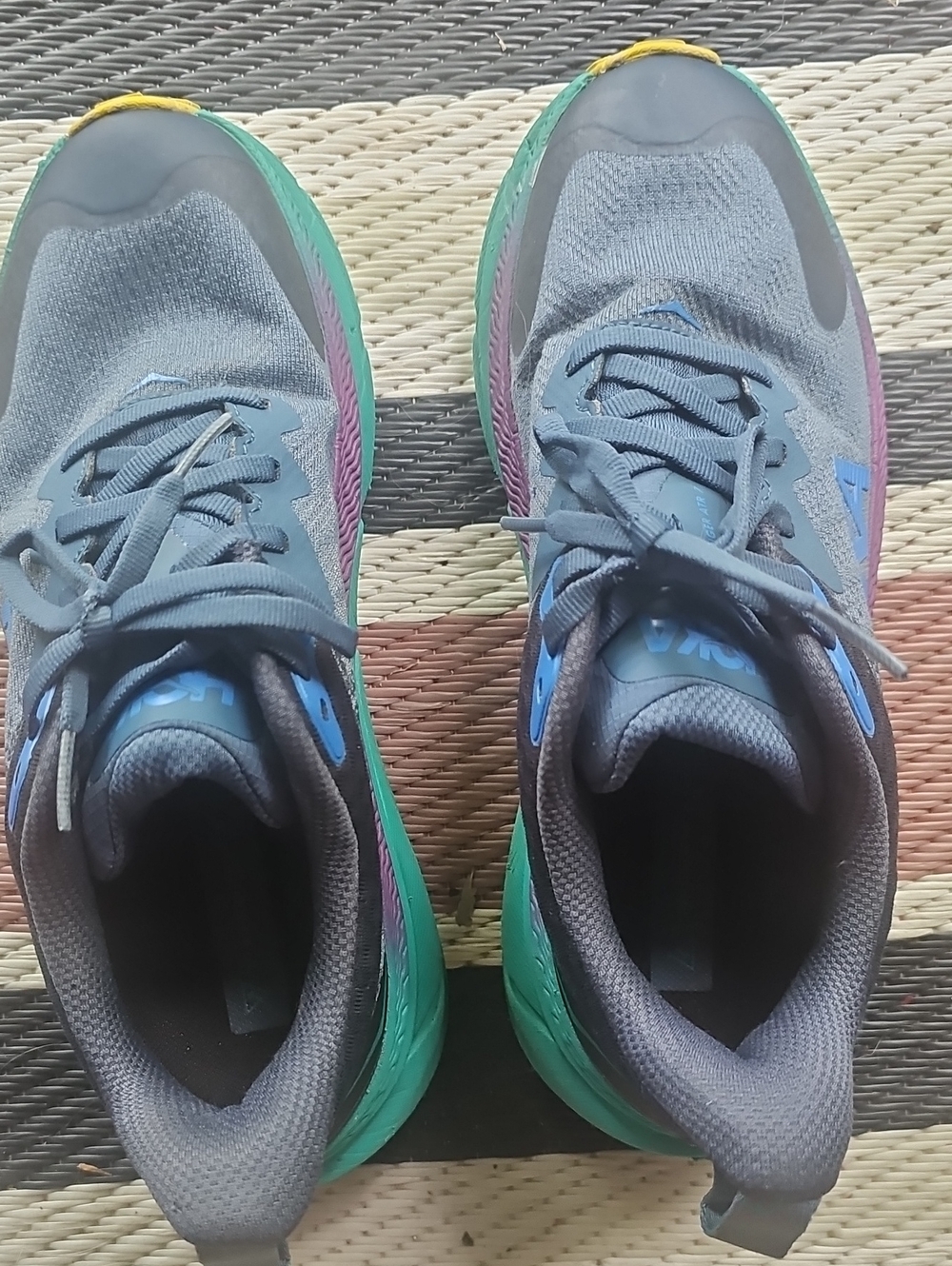 Hoka Navy Sneakers with Teal Logo Accents